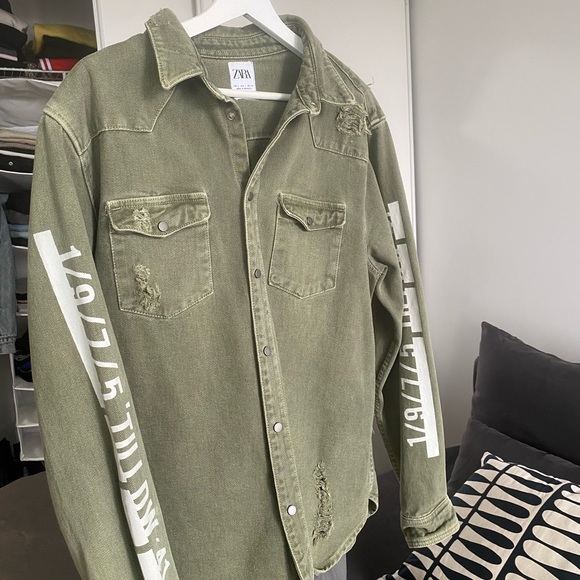 Khaki denim jacket Zara, - Picture 3 of 6